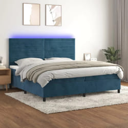 vidaXL Sommier tapissier avec matelas LED - Bleu foncé - 200x200 cm