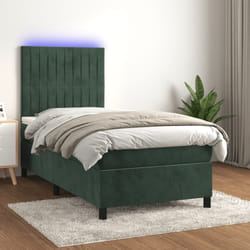 vidaXL Sommier à lattes de lit matelas LED Vert foncé 80x200cm Velours - 80 x 200 cm