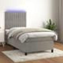 vidaXL Sommier à lattes de lit matelas LED Gris clair 90x190cm Velours - 90 x 190 cm