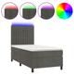 vidaXL Sommier à lattes de lit matelas LED Gris foncé 90x190cm Velours - 90 x 190 cm