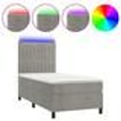 vidaXL Sommier à lattes de lit matelas LED Gris clair 90x200cm Velours - 90 x 200 cm