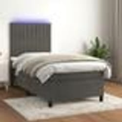 vidaXL Sommier à lattes de lit matelas LED Gris foncé 90x200cm Velours - 90 x 200 cm