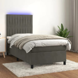 vidaXL Sommier LED 100x200 cm - Gris foncé