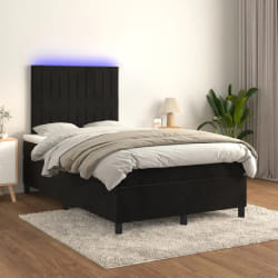 vidaXL Sommier à lattes avec matelas LED - Velours noir