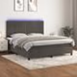 vidaXL Sommier à lattes de lit matelas et LED Gris foncé 160x200 cm - 160 x 200 cm