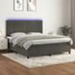 vidaXL Sommier à lattes de lit matelas et LED Gris foncé 160x200 cm - 160 x 200 cm