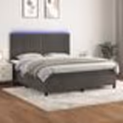 vidaXL Sommier à lattes de lit matelas et LED Gris foncé 180x200 cm - 180 x 200 cm