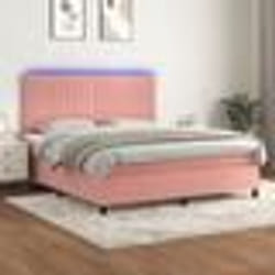 vidaXL Sommier à lattes de lit matelas et LED Rose 180x200 cm Velours - 180 x 200 cm