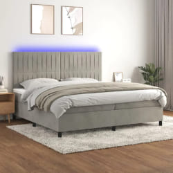 vidaXL Sommier à lattes - Gris clair avec LED 200x200 cm