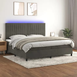 VidaXL Sommier à lattes de lit, matelas et LED - Gris foncé