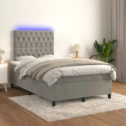 VIDAXL Sommier et Matelas LED Gris Clair 120x200 cm