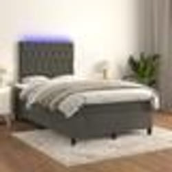 vidaXL Sommier à lattes de lit matelas et LED Gris foncé 120x200 cm - 120 x 200 cm