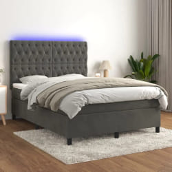 VidaXL Sommier avec matelas et LED 140x200 cm - Gris foncé