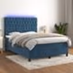 vidaXL Sommier à lattes de lit matelas et LED Bleu foncé 140x200 cm - 140 x 200 cm