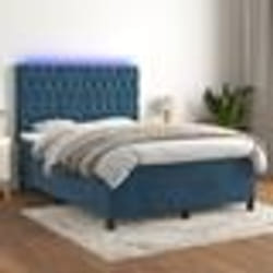 vidaXL Sommier à lattes de lit matelas et LED Bleu foncé 140x200 cm - 140 x 200 cm