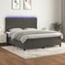vidaXL Sommier à lattes de lit matelas et LED Gris foncé 180x200 cm - 180 x 200 cm