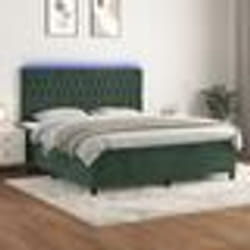 vidaXL Sommier à lattes de lit matelas et LED Vert foncé 180x200 cm - 180 x 200 cm