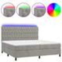 vidaXL Sommier à lattes de lit matelas et LED Gris clair 200x200 cm - 200 x 200 cm