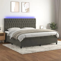 vidaXL Sommier LED Velours Gris foncé 200x200 cm