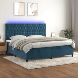 vidaXL Sommier tapissier - 200x200 cm - LED Bleu foncé