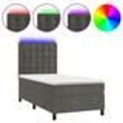 vidaXL Sommier à lattes de lit et matelas et LED Gris foncé 90x200 cm - 90 x 200 cm