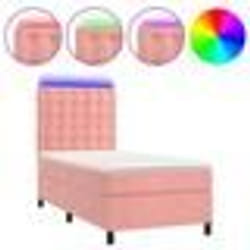 vidaXL Sommier à lattes de lit matelas et LED Rose 100x200 cm Velours - 100 x 200 cm