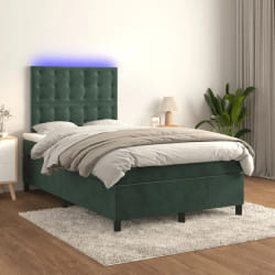 vidaXL Sommier à lattes et LED - Vert foncé 120x200 cm