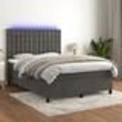 vidaXL Sommier à lattes de lit matelas et LED Gris foncé 140x190 cm - 140 x 190 cm