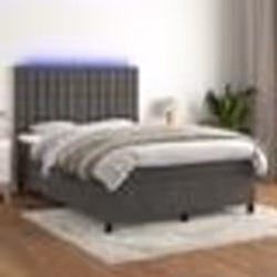 vidaXL Sommier à lattes de lit matelas et LED Gris foncé 140x200 cm - 140 x 200 cm