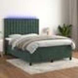 vidaXL Sommier à lattes de lit matelas et LED Vert foncé 140x200 cm - 140 x 200 cm