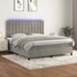 vidaXL Sommier à lattes de lit matelas et LED Gris clair 160x200 cm - 160 x 200 cm