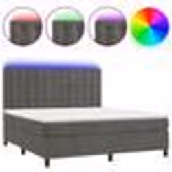 vidaXL Sommier à lattes de lit matelas et LED Gris foncé 160x200 cm - 160 x 200 cm
