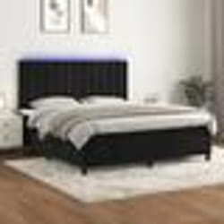 vidaXL Sommier à lattes de lit matelas et LED Noir 160x200 cm Velours - 160 x 200 cm