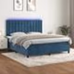 vidaXL Sommier à lattes de lit matelas et LED Bleu foncé 160x200 cm - 160 x 200 cm