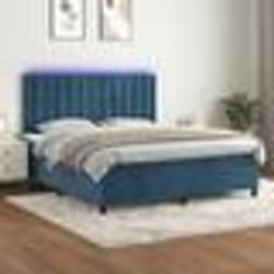 vidaXL Sommier à lattes de lit matelas et LED Bleu foncé 160x200 cm - 160 x 200 cm