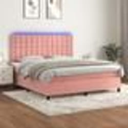 vidaXL Sommier à lattes de lit matelas et LED Rose 160x200 cm Velours - 160 x 200 cm