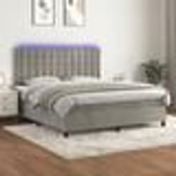 vidaXL Sommier à lattes de lit matelas et LED Gris clair 180x200 cm - 180 x 200 cm