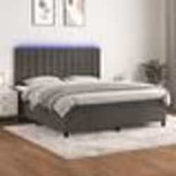 vidaXL Sommier à lattes de lit matelas et LED Gris foncé 180x200 cm - 180 x 200 cm