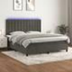 vidaXL Sommier à lattes de lit matelas et LED Gris foncé 180x200 cm - 180 x 200 cm