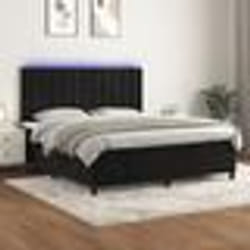 vidaXL Sommier à lattes de lit matelas et LED Noir 180x200 cm Velours - 180 x 200 cm