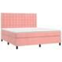 vidaXL Sommier à lattes de lit matelas et LED Rose 180x200 cm Velours - 180 x 200 cm