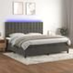 vidaXL Sommier à lattes de lit matelas et LED Gris foncé 200x200 cm - 200 x 200 cm