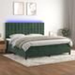 vidaXL Sommier à lattes de lit matelas et LED Vert foncé 200x200 cm - 200 x 200 cm