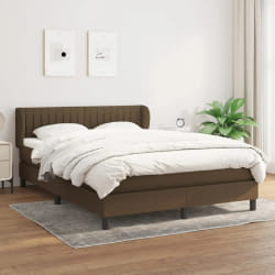 vidaXL Lit tapissier avec matelas 140x200 cm - Marron foncé