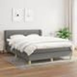 vidaXL Sommier à lattes de lit avec matelas Gris foncé 140x200cm Tissu - 140 x 200 cm
