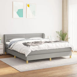 vidaXL Sommier à lattes de lit avec matelas Gris clair 180x200cm Tissu - 180 x 200 cm