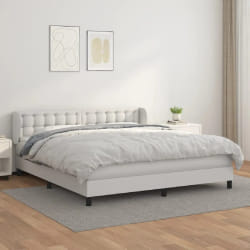 vidaXL Sommier à lattes avec matelas 160x200 cm Similicuir Blanc