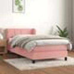 vidaXL Sommier à lattes de lit avec matelas Rose 90x190 cm Velours - 90 x 190 cm