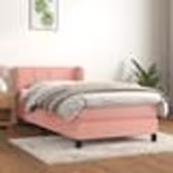 vidaXL Sommier à lattes de lit avec matelas Rose 90x200 cm Velours - 90 x 200 cm