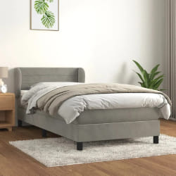 VidaXL Sommier et Matelas - Velours Gris clair 90x190 cm